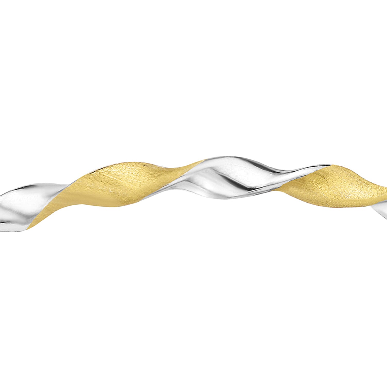 9K Two Colour Gold 5mm Polished And Satin Twist Bangle