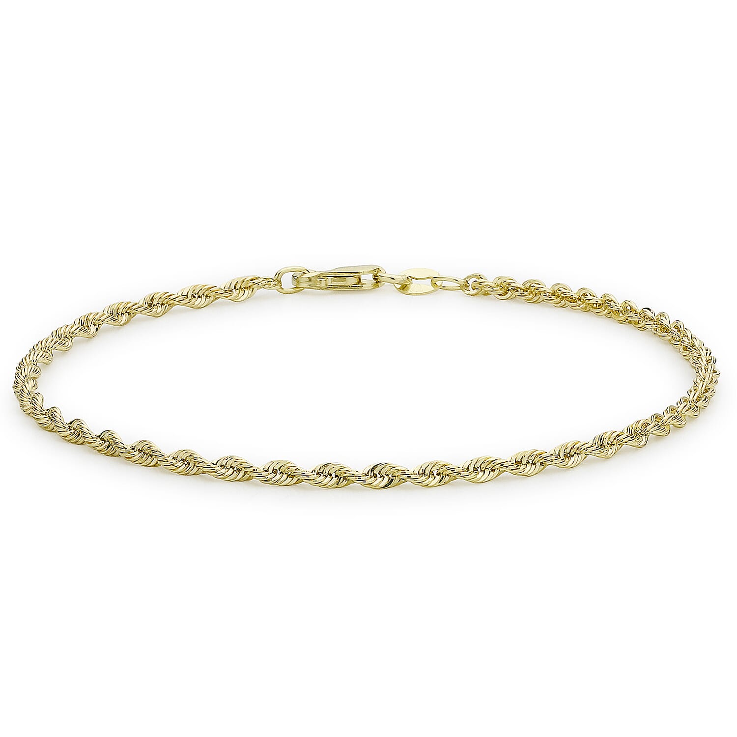 9K Yellow Gold Hollow Rope Chain Bracelet 7 Inch - 7193086 - TJC