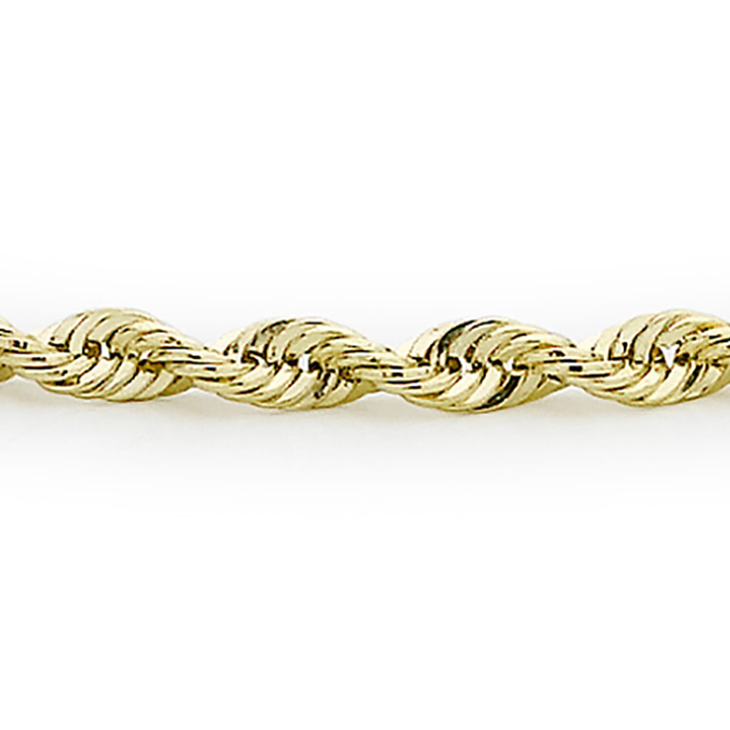 9K Yellow Gold Hollow Rope Chain Bracelet 7 Inch