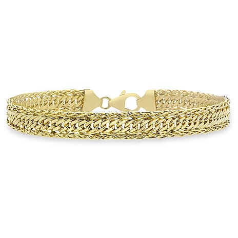 9K Yellow Gold 7mm Diamond Cut Curb Spiga Bracelet 7 Inch
