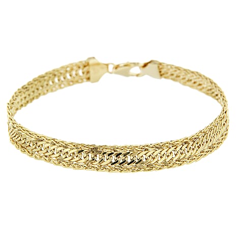 9K Yellow Gold 7mm Diamond Cut Curb Spiga Bracelet 7 Inch
