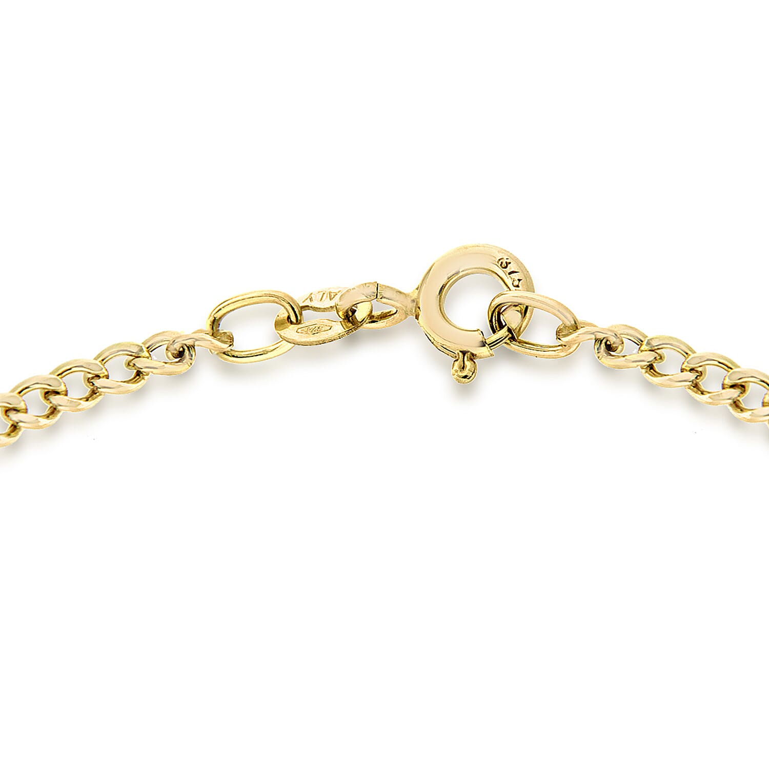 9K Yellow Gold 2mm Curb Chain Bracelet 7 Inch