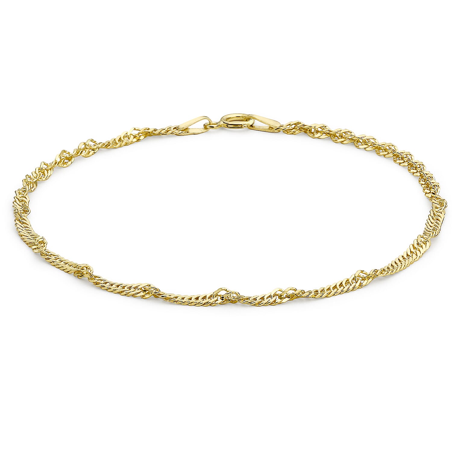 9K Yellow Gold Diamond Cut Twist Curb Bracelet 7 Inch