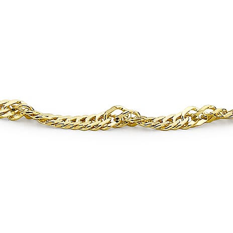 9K Yellow Gold Diamond Cut Twist Curb Bracelet 7 Inch