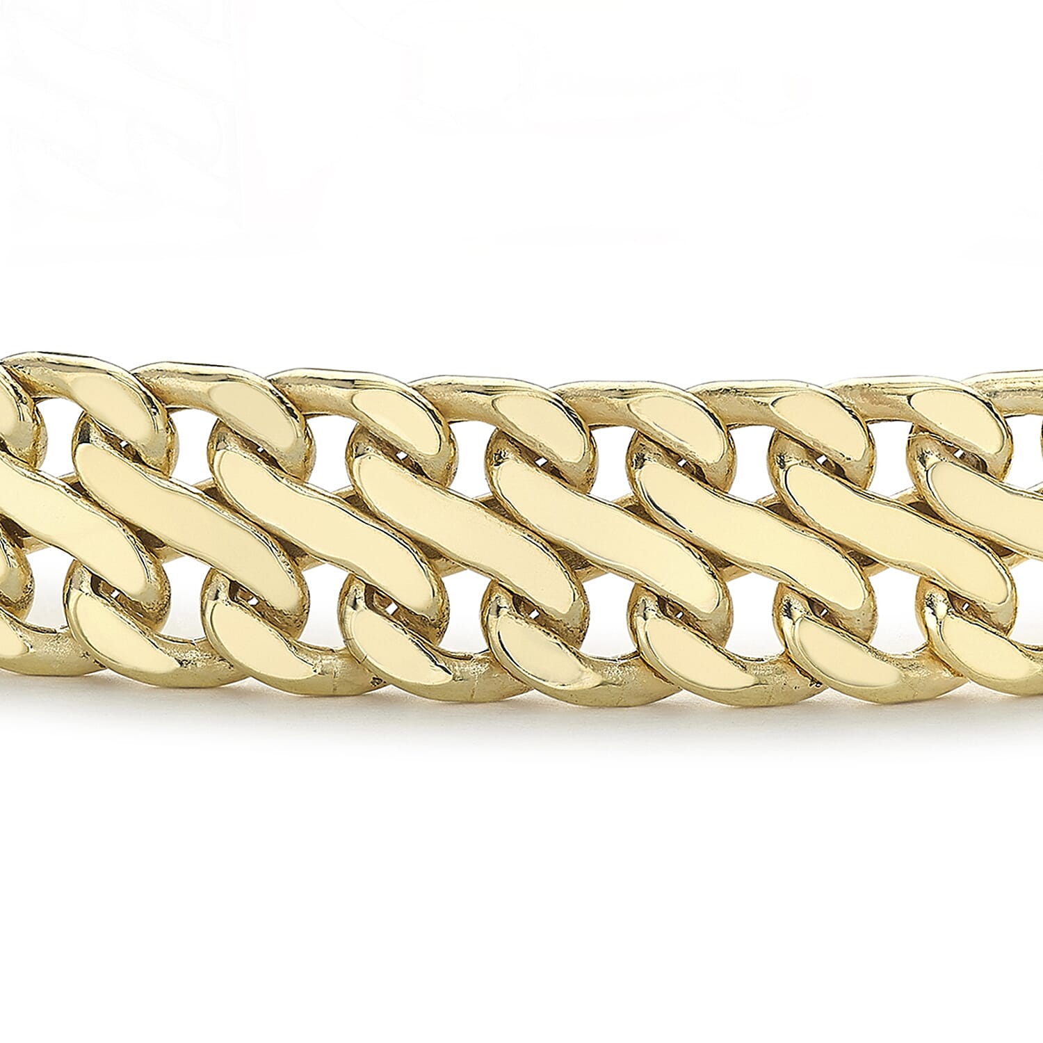 9K Yellow Gold 9mm Double Curb Chain Bracelet 7.5 Inch