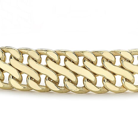 9K Yellow Gold 9mm Double Curb Chain Bracelet 7.5 Inch