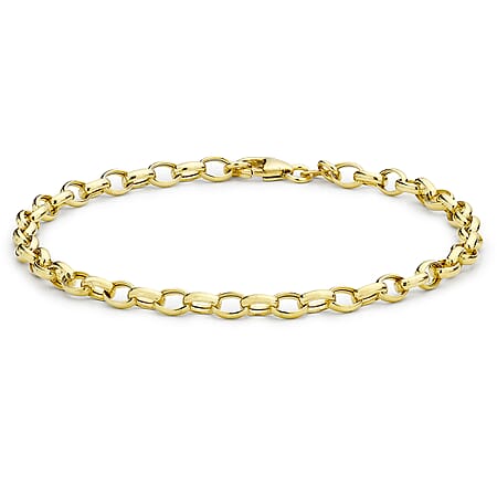 9K Yellow Gold Hollow Oval Belcher Bracelet 7 Inch