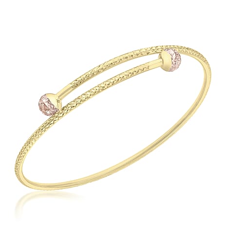 9K Two Colour Gold 2mm Diamond Cut Ball Bangle