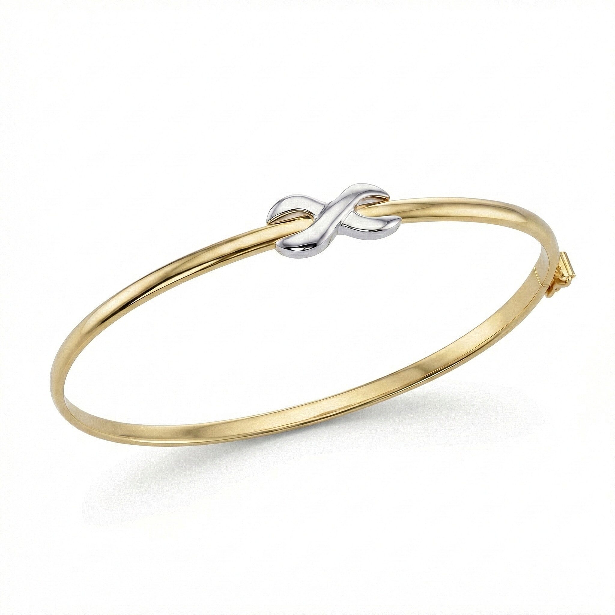 9K Two Colour Gold 7.5mm X 14mm Kiss Band Bangle