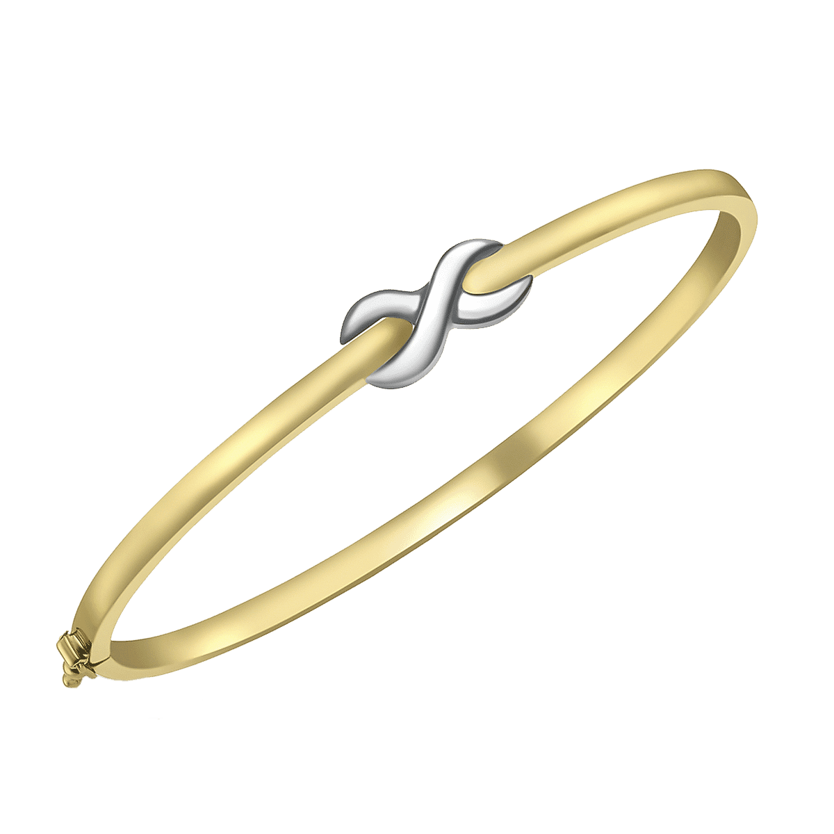 9K Two Colour Gold 7.5mm X 14mm Kiss Band Bangle