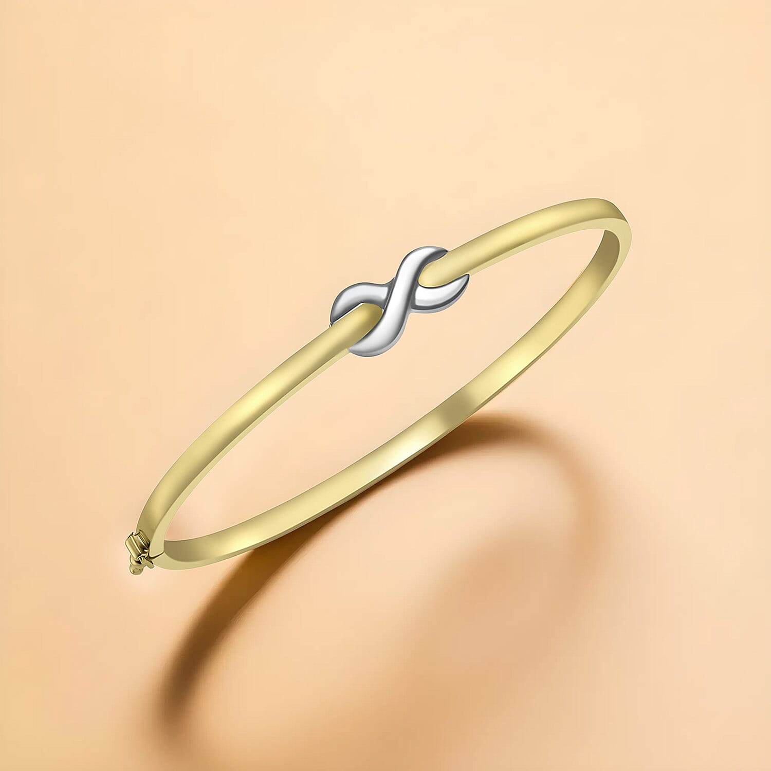 9K Two Colour Gold 7.5mm X 14mm Kiss Band Bangle