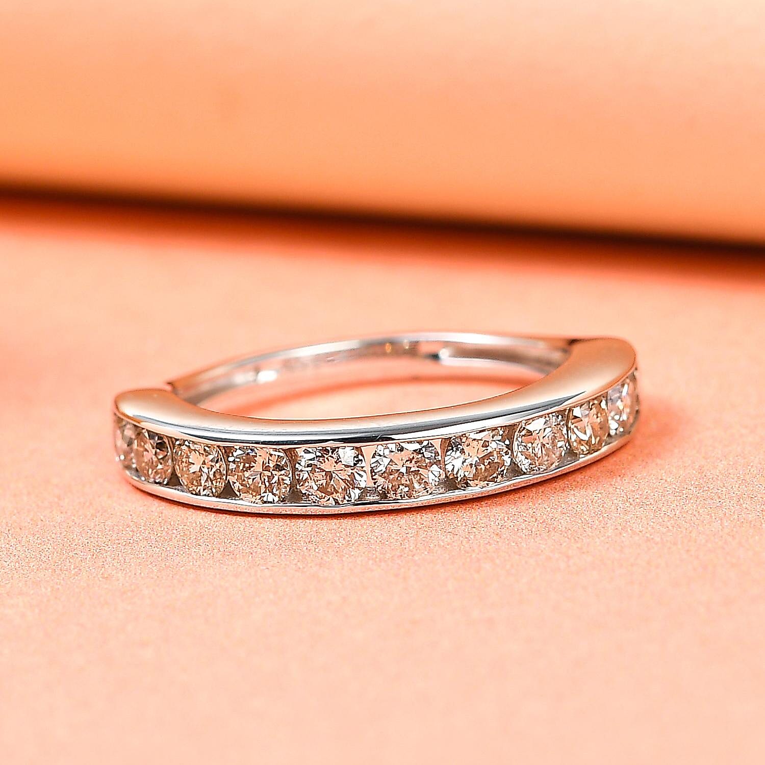 NY Close Out Deal - 14K White Gold SGL Certified Diamond (I1-I2-G-H) Half Eternity Ring 1.00 Ct.