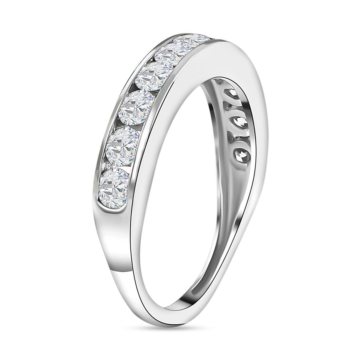 NY Close Out Deal - 14K White Gold SGL Certified Diamond (I1-I2-G-H) Half Eternity Ring 1.00 Ct.