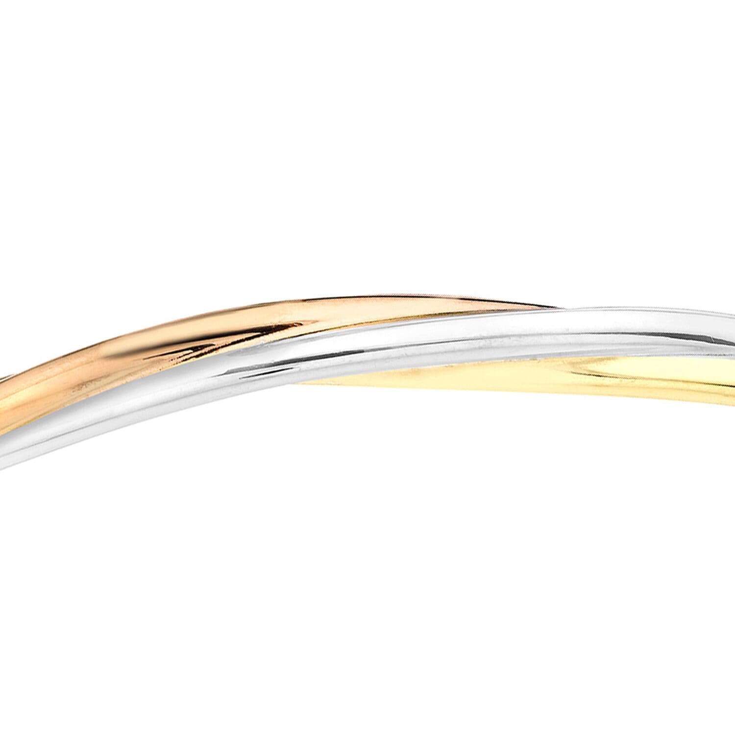 9K Three Colour Gold 4mm Twist Tube Bangle