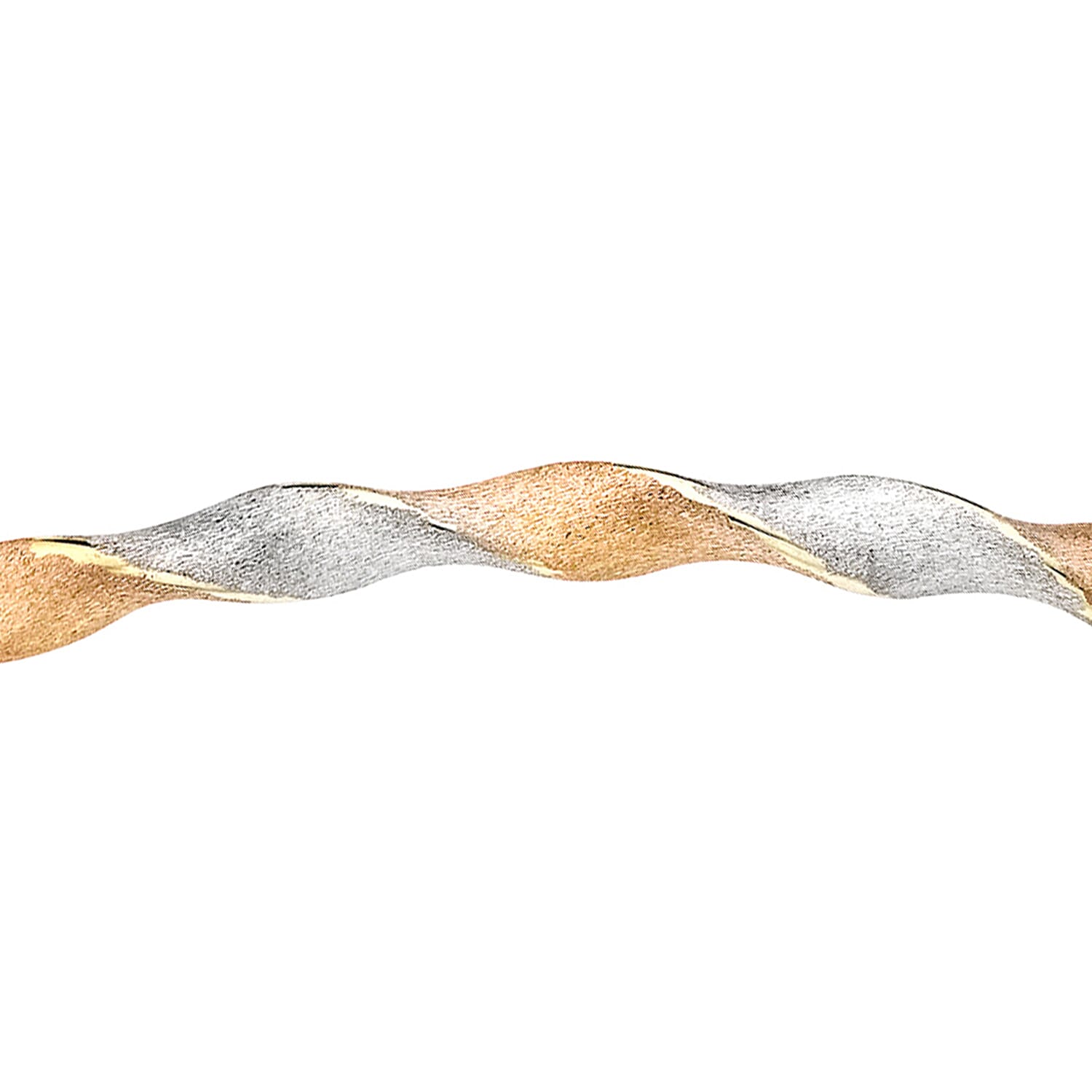 9K Three Colour Gold 4mm Satin Twist Bangle