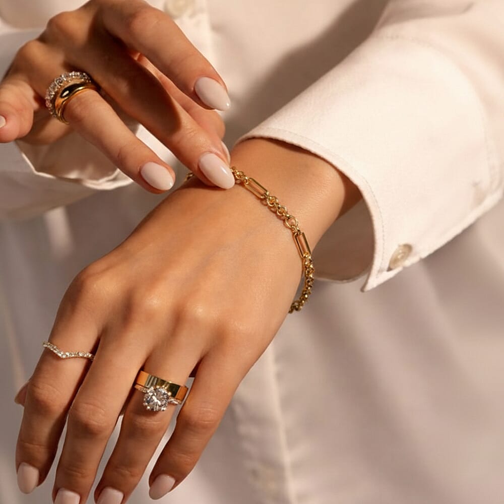 18K Yellow Gold Hollow Figabelcher Albert Bracelet 7.5 Inch