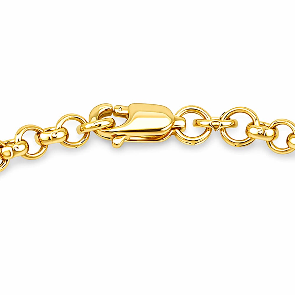 18K Yellow Gold Hollow Figabelcher Albert Bracelet 7.5 Inch