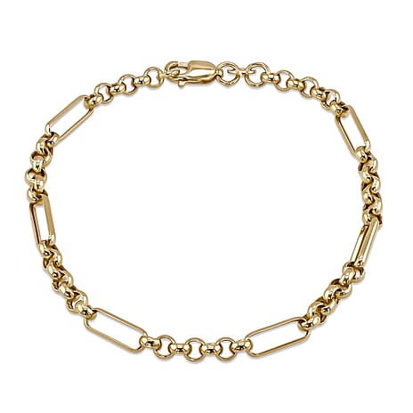 18K Yellow Gold Hollow Figabelcher Albert Bracelet 7.5 Inch
