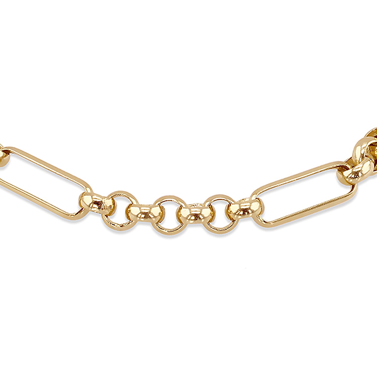 18K Yellow Gold Hollow Figabelcher Albert Bracelet 7.5 Inch
