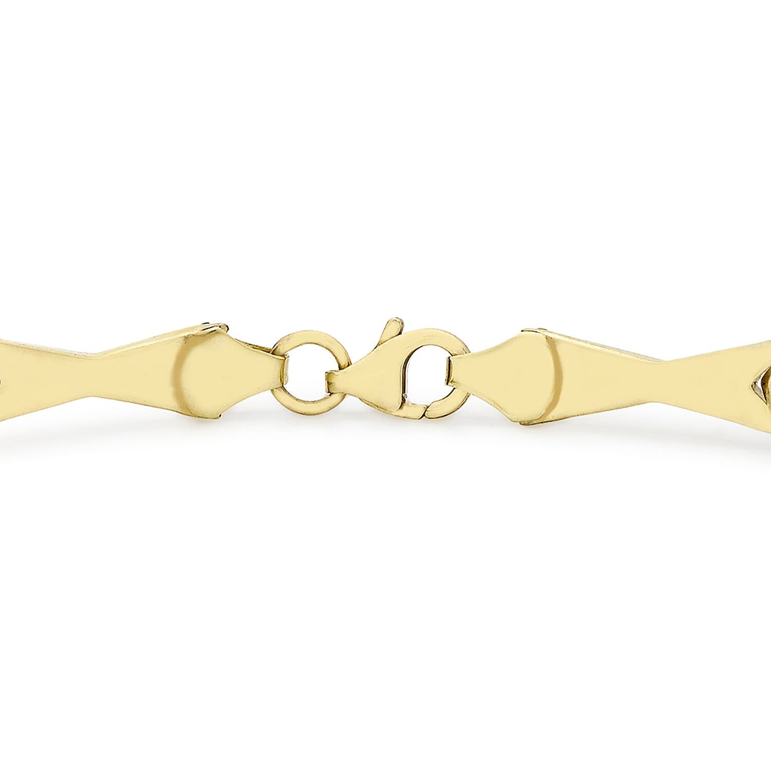 9K Three Colour Gold Heart And Kiss Link Bracelet 7.5 Inch