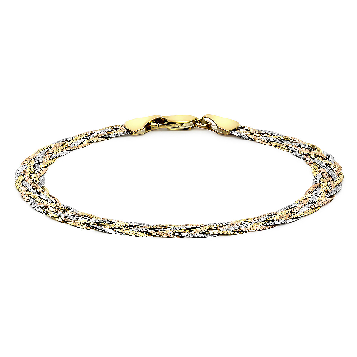 9ct 3-Colour Gold Twist-Tube Bangle by Tuscany Gold | Look Again