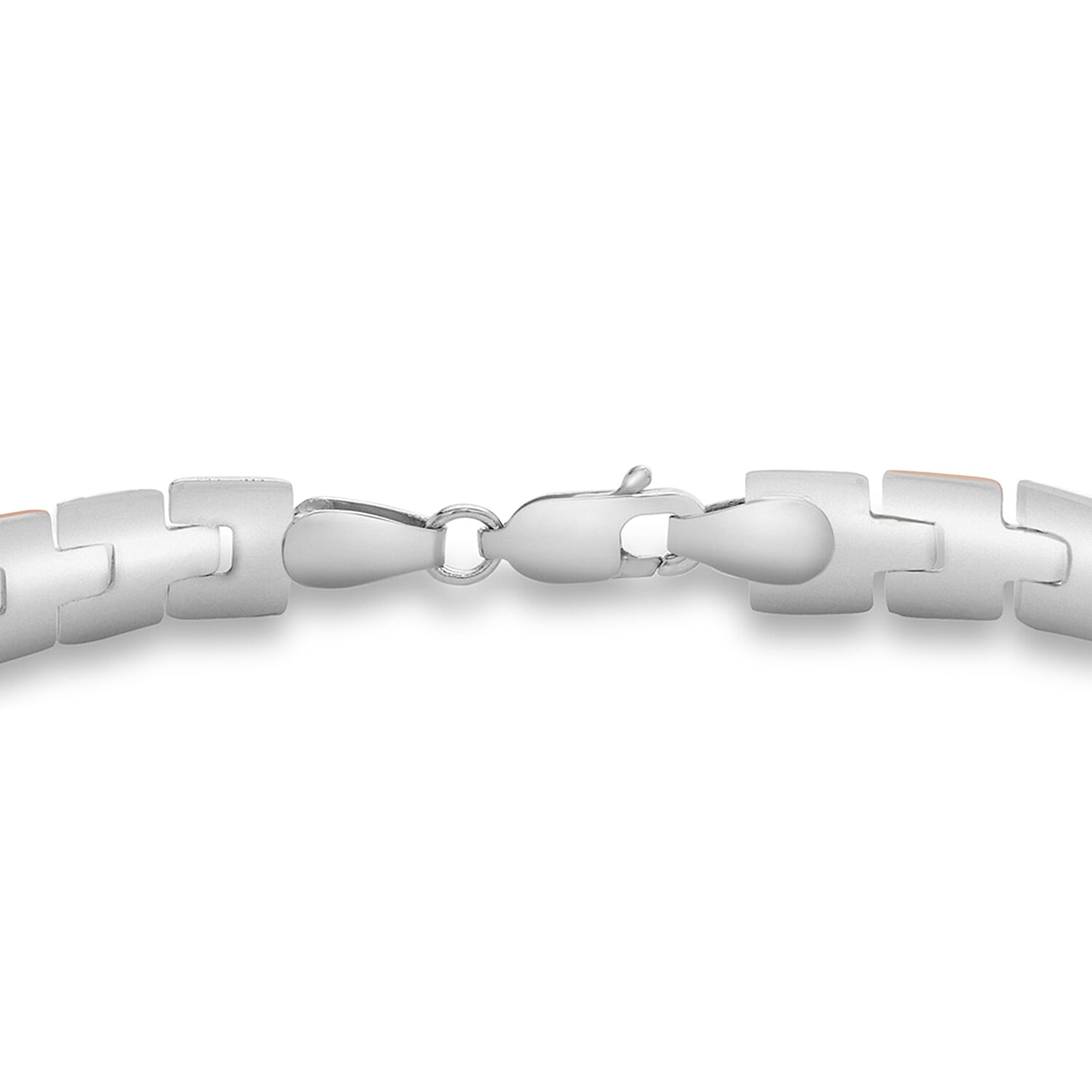 9K Two Colour Gold Brick Link Bracelet 7.5 Inch