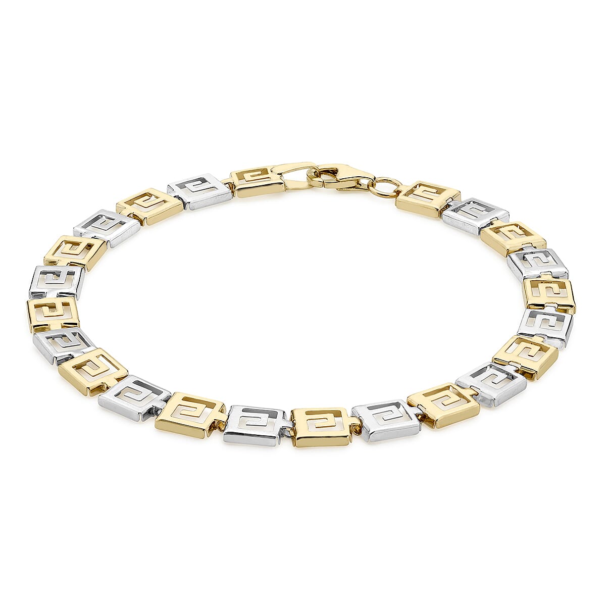 Close Out Deal 9K Two Colour Gold Grecian Style Bracelet (Size 7.5) with Lobster Clasp