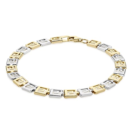 Close Out Deal 9K Two Colour Gold Grecian Style Bracelet (Size 7.5) with Lobster Clasp
