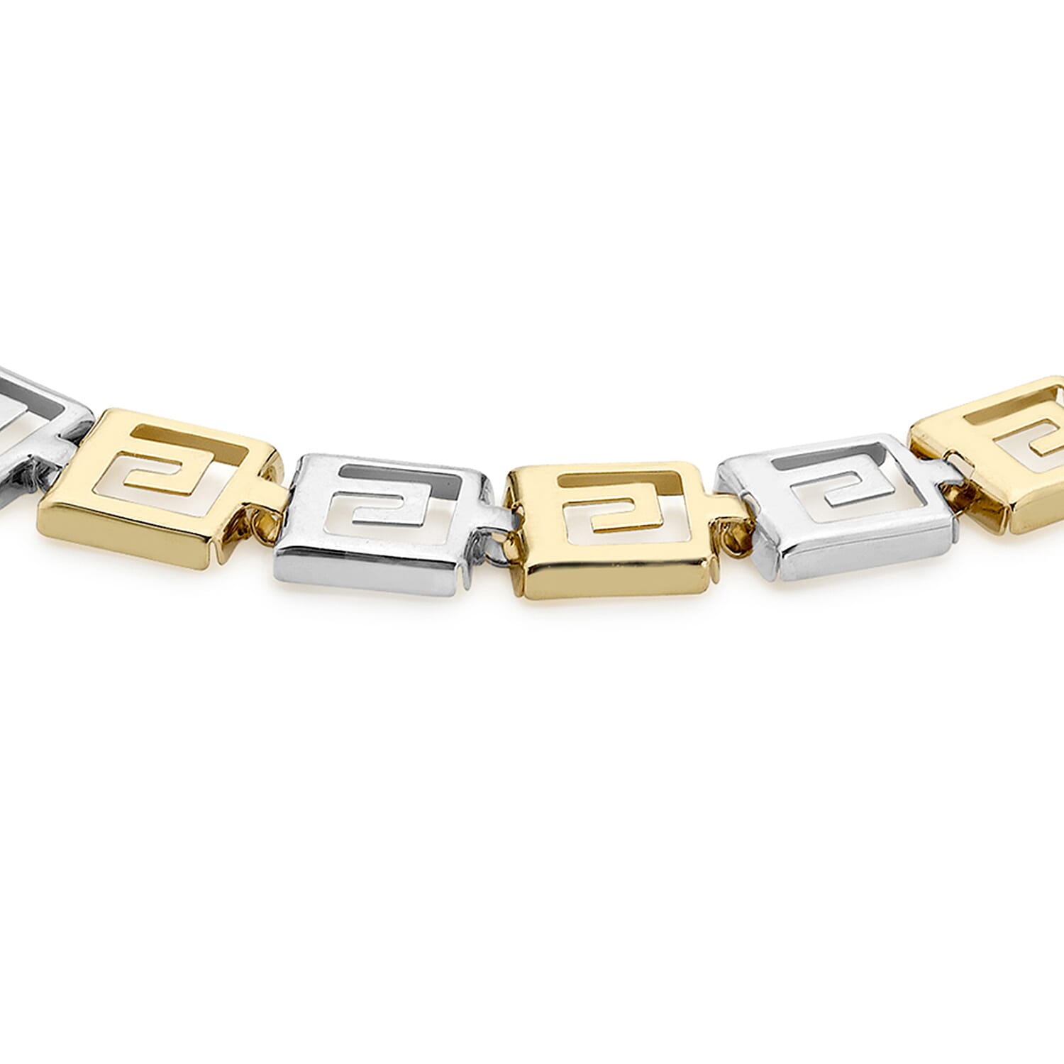 Close Out Deal 9K Two Colour Gold Grecian Style Bracelet (Size 7.5) with Lobster Clasp