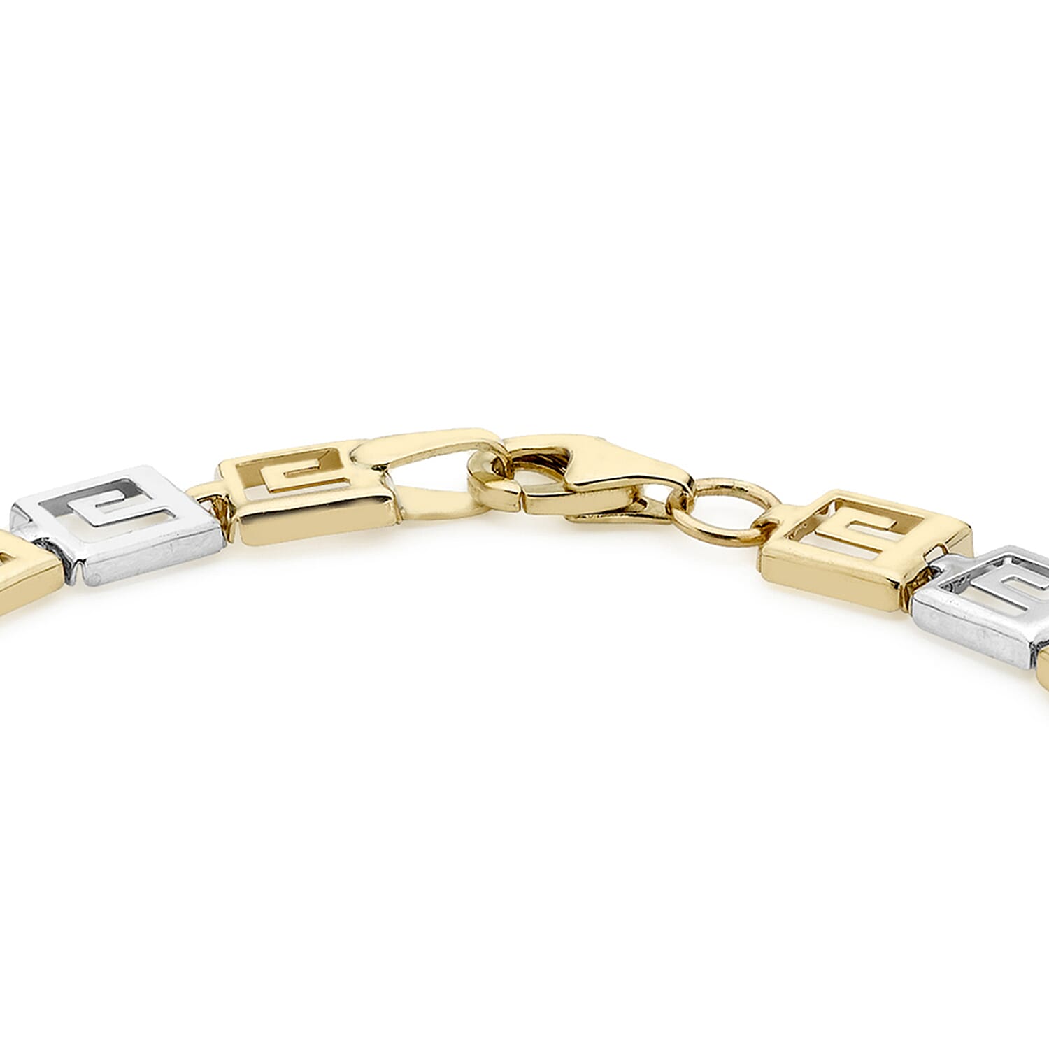 Close Out Deal 9K Two Colour Gold Grecian Style Bracelet (Size 7.5) with Lobster Clasp