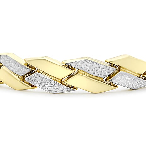 9K Two Colour Gold Diamond Cut Chevron Bracelet 7.5 Inch