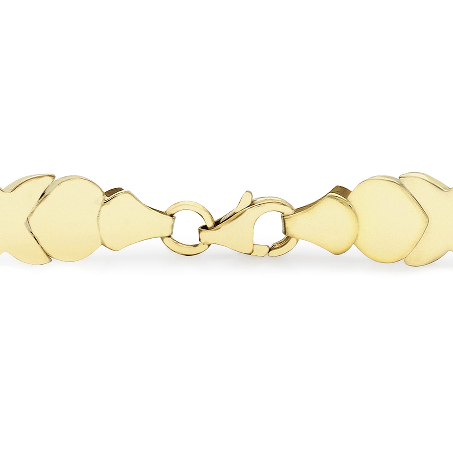 9K Two Colour Gold Diamond Cut Hugs And Kisses Link Bracelet 7.5 Inch