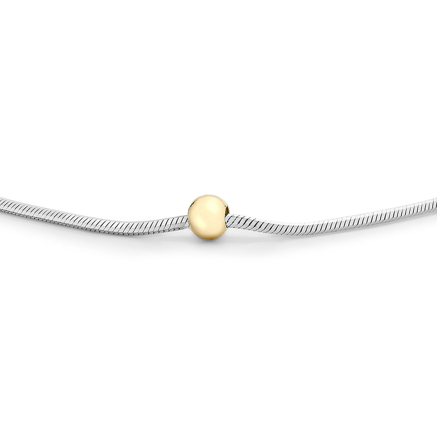 9K Two Colour Gold Ball And Hexagonal Snake Chain Bracelet 7 Inch