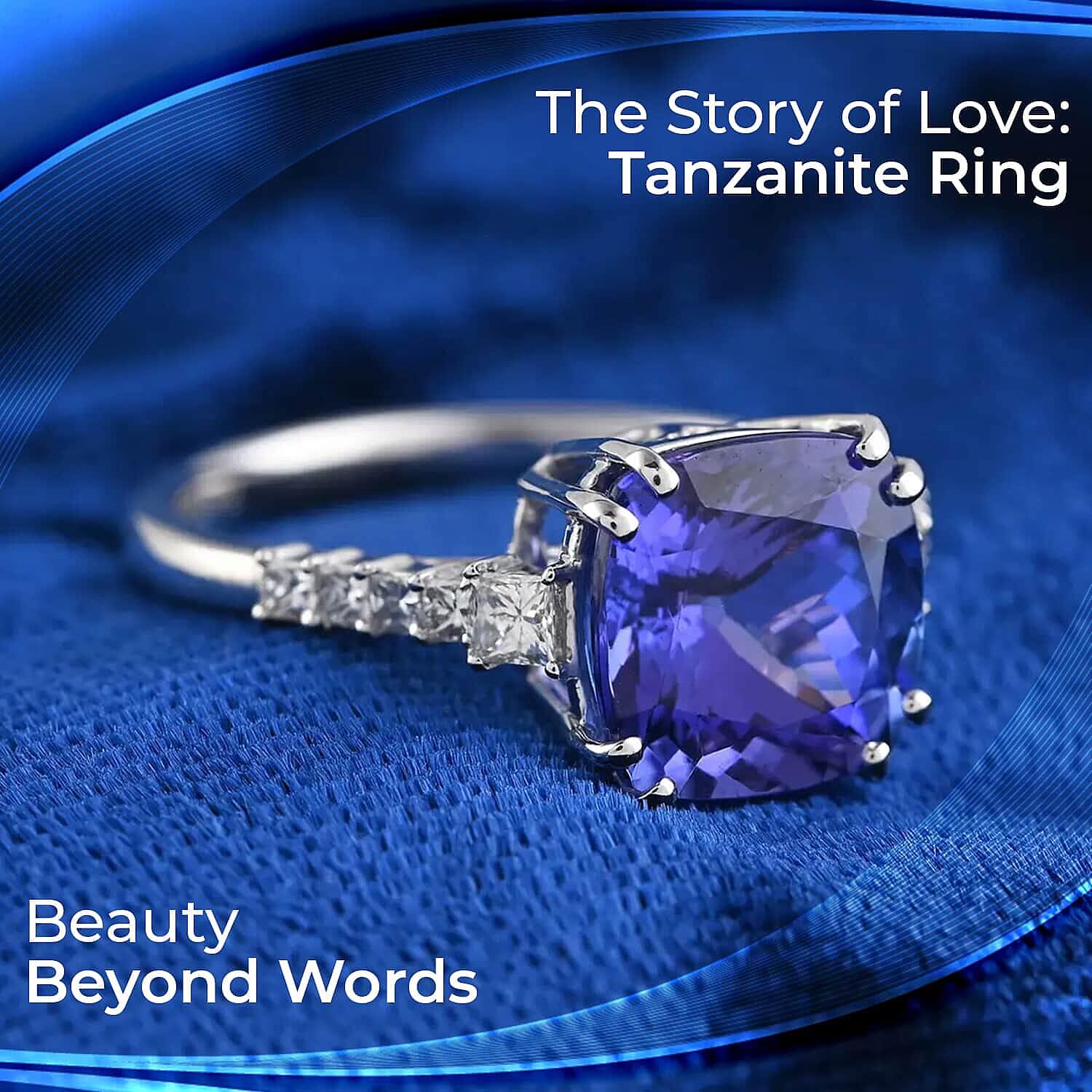 RHAPSODY 950 Platinum AGI Certified & Appraised AAAA Tanzanite and Diamond (VS-EF) Ring 3.57 Ct, Platinum Wt. 4.02 Gms