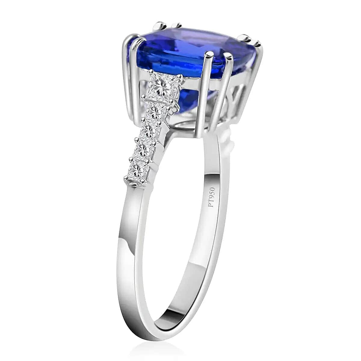 RHAPSODY 950 Platinum AGI Certified & Appraised AAAA Tanzanite and Diamond (VS-EF) Ring 3.57 Ct, Platinum Wt. 4.02 Gms