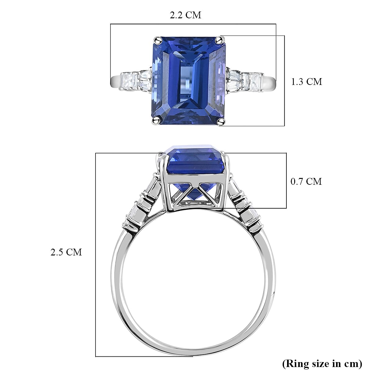RHAPSODY 950 Platinum AGI Certified & Appraised AAAA Tanzanite and Diamond (VS-E-F) Ring 5.60 Ct, Platinum Wt. 5.13 Gms.SIZE N