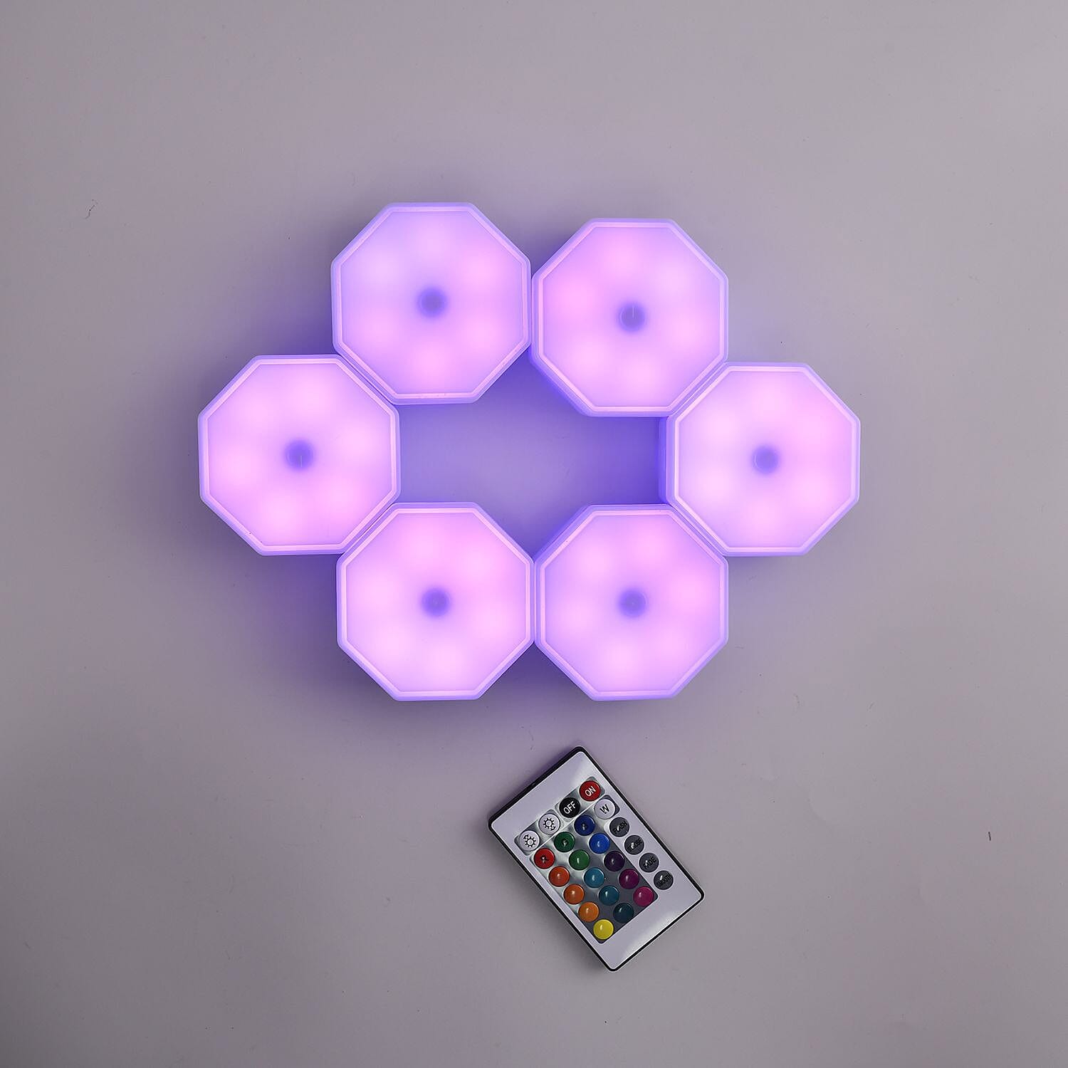 6 Piece Set Octagonal Touch Remote Octagonal Control Splicing Wall Lights - Multi (3xAAA Battery - Not Included)