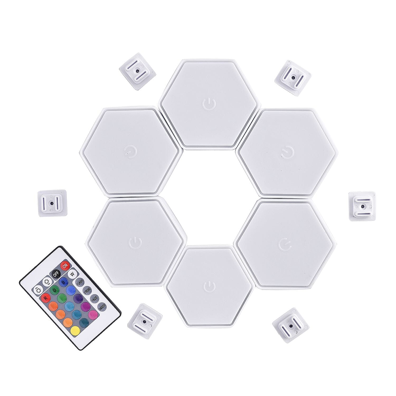 6 Colourful Touch Remote Control Hexagonal Splicing Lights - Multi (3xAAA Battery - Not Included)