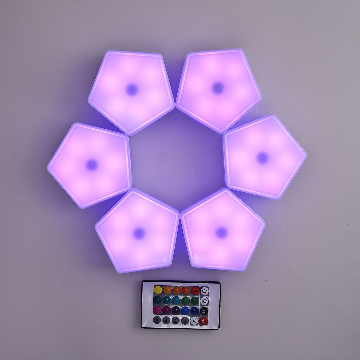 6 Colourful Touch Remote Control Pentagonal Splicing Lights - Multi (Battery Not Included)