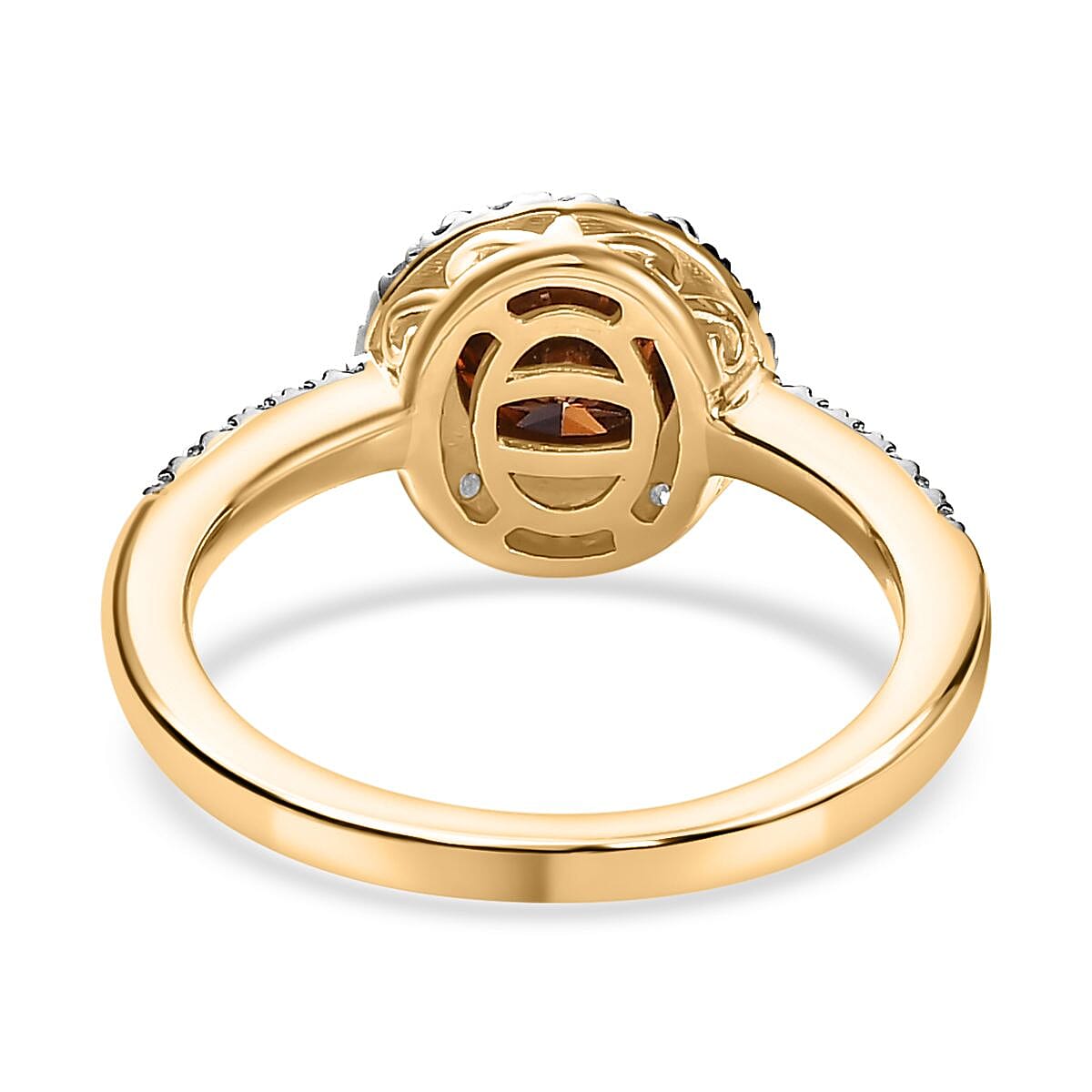 Champagne Moissanite and Moissanite Ring in 18K Vermeil Yellow Gold Plated Sterling Silver 1.42 Ct.