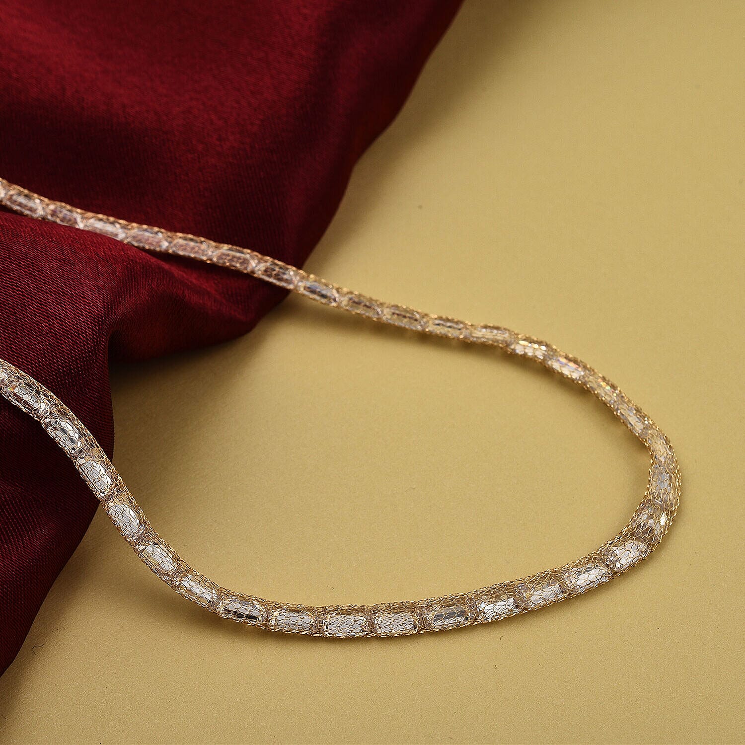 9K Yellow Gold Cubic Zirconia Necklace (Size - 20)