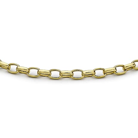 9K Yellow Gold 2.6mm Hollow Oval Belcher Bracelet 7 Inch