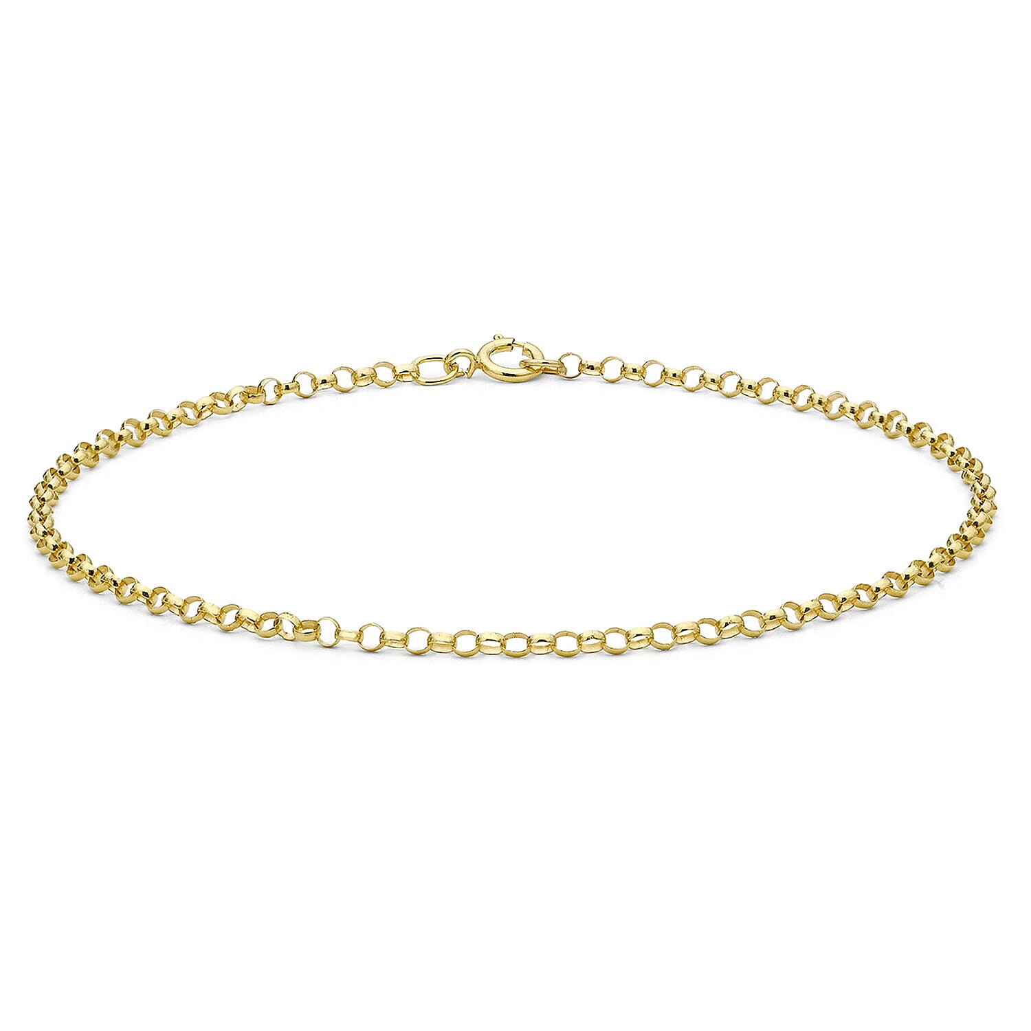 9K Yellow Gold Round Belcher Bracelet (Size 8) with Spring Ring Clasp