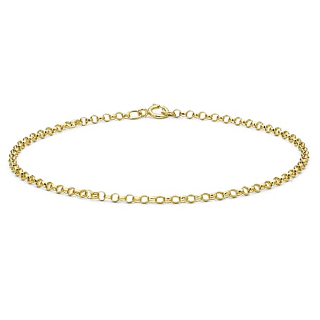 9K Yellow Gold Round Belcher Bracelet (Size 8) with Spring Ring Clasp