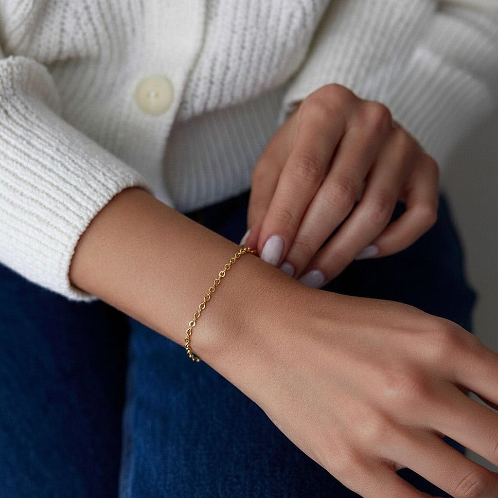 9K Yellow Gold Round Belcher Bracelet (Size 8) with Spring Ring Clasp