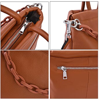 https://tjcuk.sirv.com/Products/71/9/7193400/Genuine-Leather-Crossbody-Bag-with-Chain-(Size-34x14x24-Cm)-Tan_7193400_2.jpg?w=342&h=342