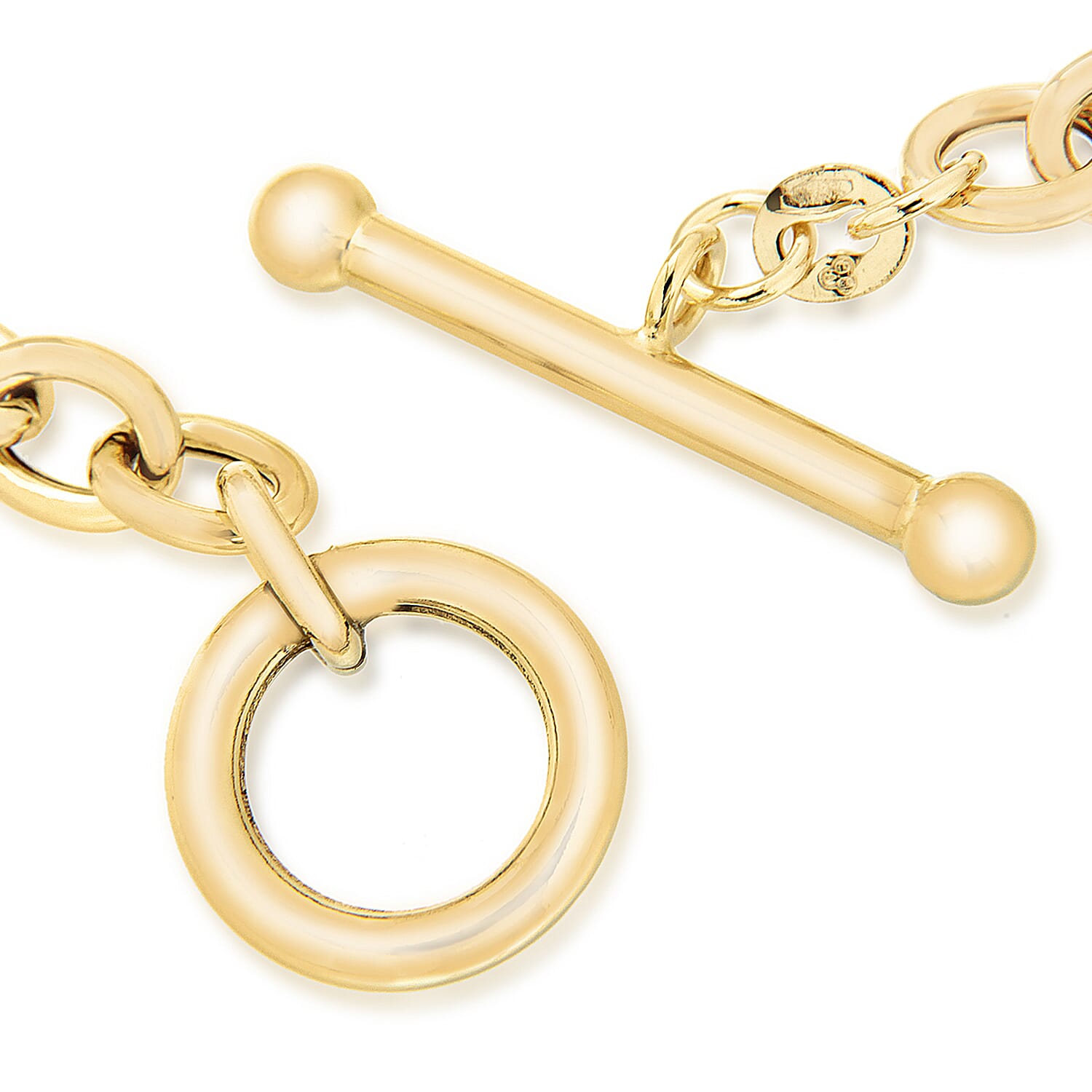 9K Yellow Gold 6mm Oval Link T Bar Belcher Bracelet 7 Inch