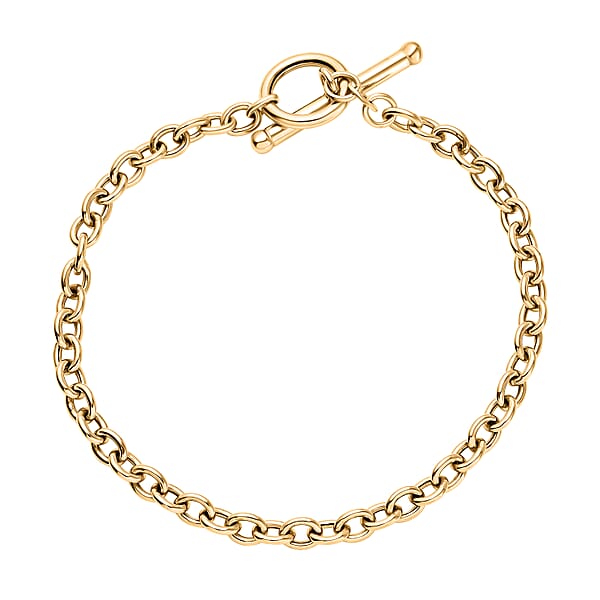 9ct Gold CZ Ladies Bar Belcher Bracelet 7.25
