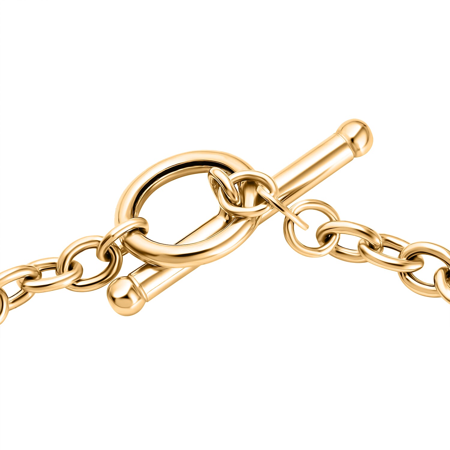 9K Yellow Gold 4mm Oval Link T Bar Belcher Bracelet 7 Inch