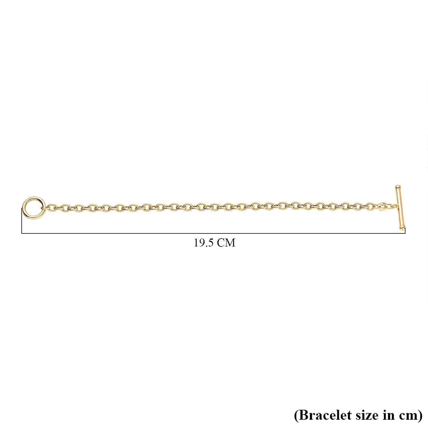 9K Yellow Gold 4mm Oval Link T Bar Belcher Bracelet 7 Inch